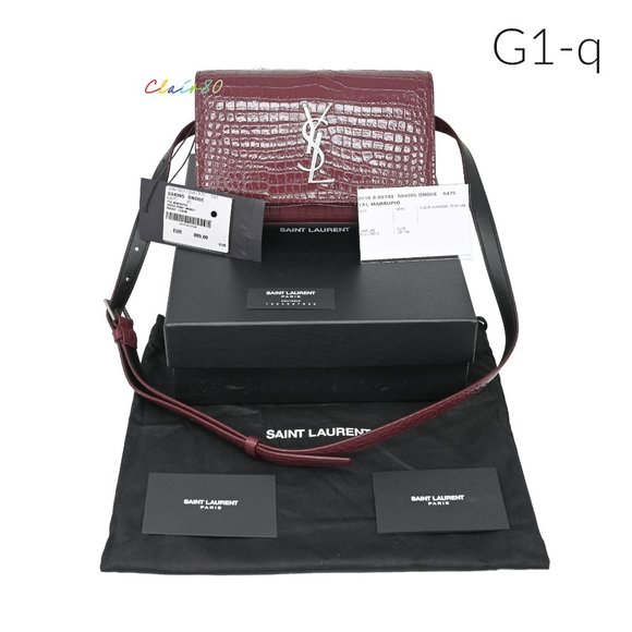 Saint Laurent Monogram Kate Croc- EmbossedLeather Belt Bag Size 85 - Picture 6 of 10